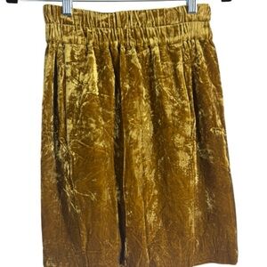 J Crew  Luxe Velvet Pull-On Skirt Vintage Gold XS STRETCHY PENCIL SKIRT